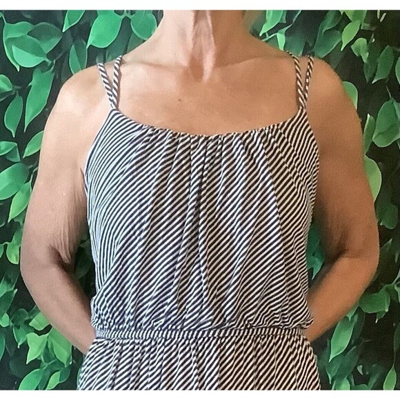 💙 LOFT Navy & White Striped Scoop Neck Sundress – Size Large - Picture 4 of 5
